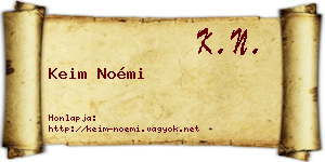 Keim Noémi névjegykártya